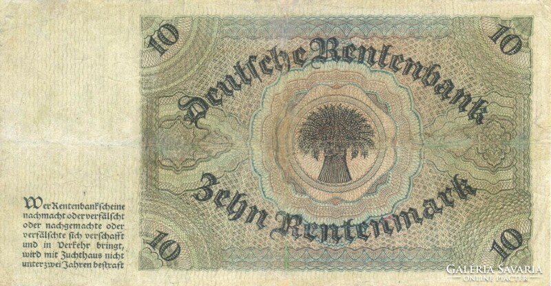 10 rentenmark 1925 Németország Nagyon ritka restaurált