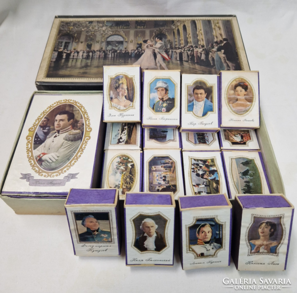 Soviet match collection with scenes and actors from the movie War and Peace in perfect condition