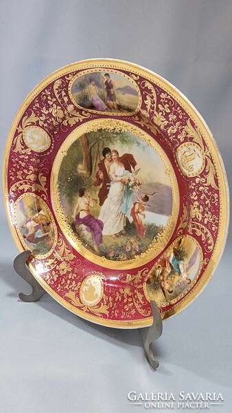 Antik Alt Wien jelenetes tányér, fali tál