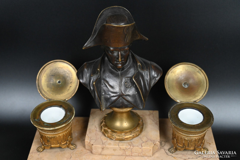 Empire inkstand, desk decoration, with bronze Napoleon statue