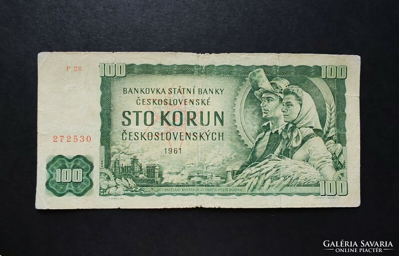 Csehszlovákia 100 Korona / Korun 1961, VG