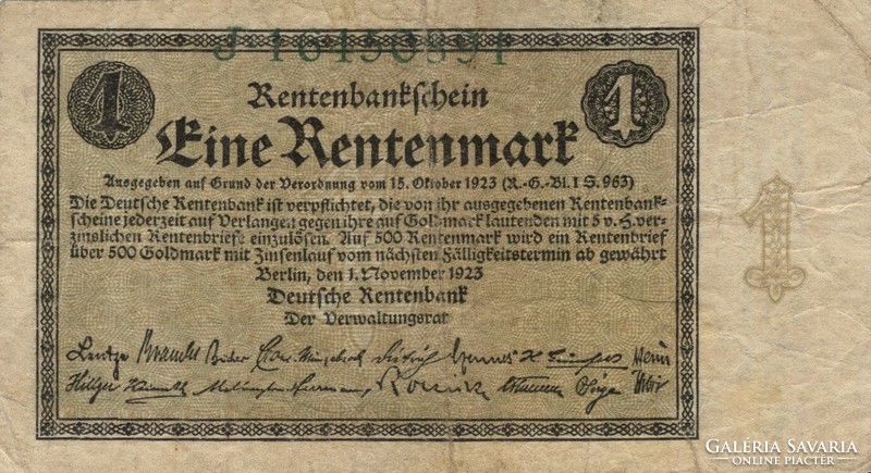 1 Rentenmark 1923 Germany rare