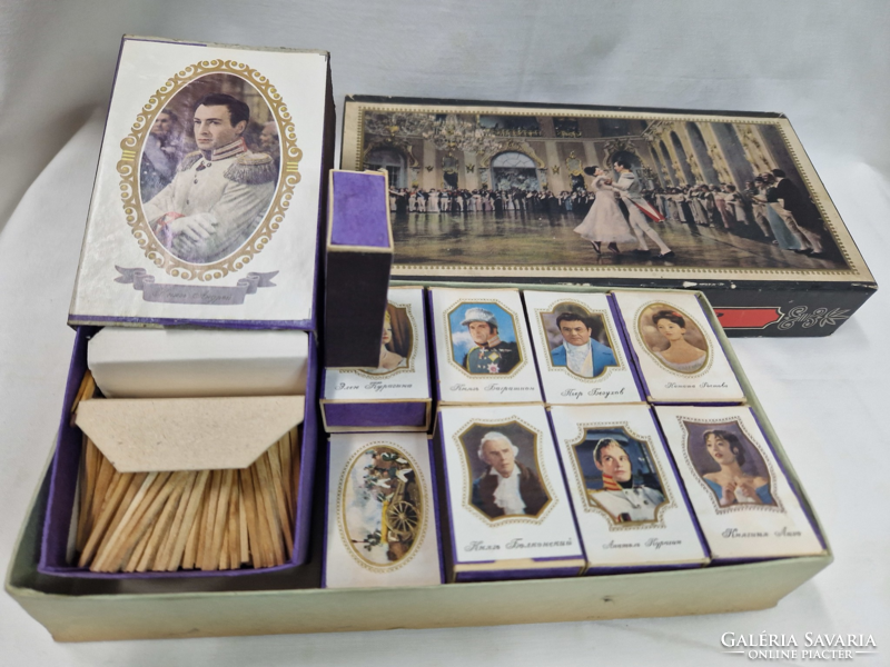 Soviet match collection with scenes and actors from the movie War and Peace in perfect condition