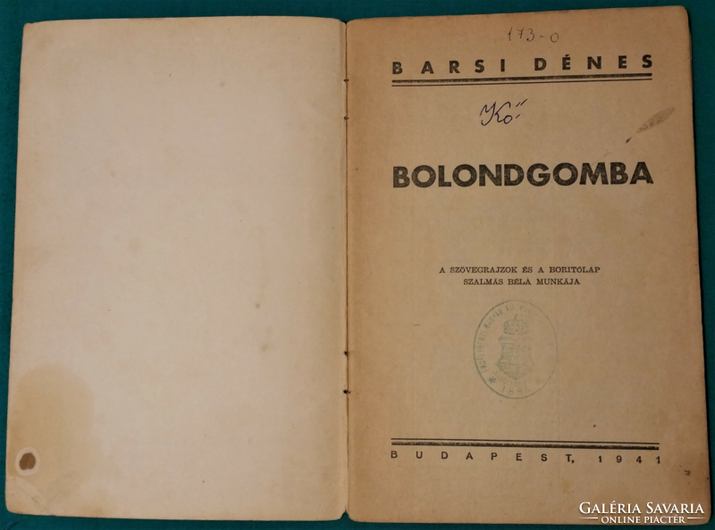 'Barsi Dénes: Bolondgomba > Szatirikus történetek, 1941-s kiadás > Regény, novella, elbeszélés >