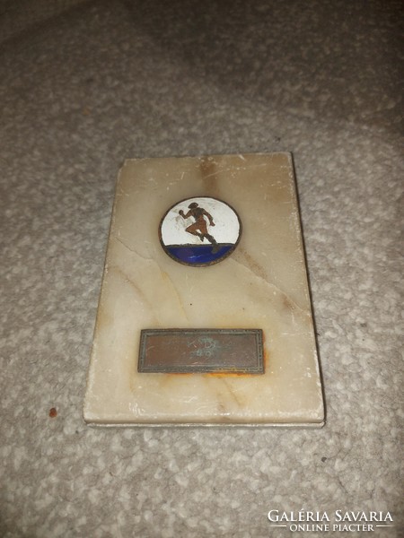 Mtk prize, enamel commemorative medal, 1949, on a marble slab with an aluminum frame, ludvig e.P.