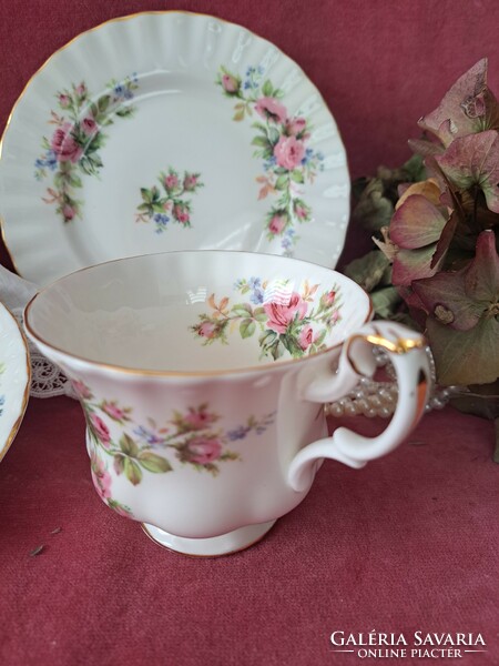 Royal albert moss rose porcelain tea cup with cake plate