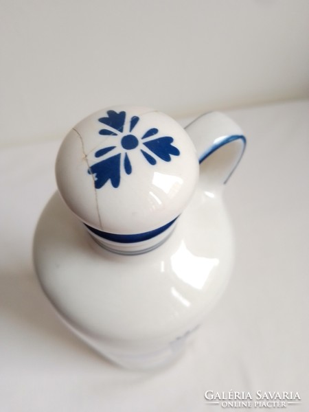 Régi holland kék fehér mázas porcelán Blue Delft jelzett Bols italos palack flaska 26 cm szélmalom