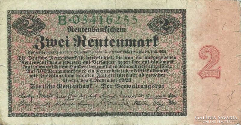 2 rentenmark 1923 Németország Ritka