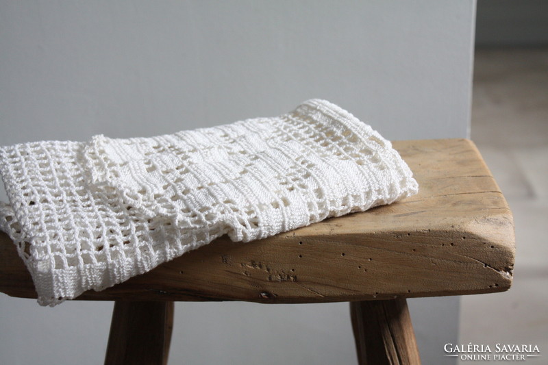 Wonderful white crocheted cotton lace tablecloth - 40cm*80cm