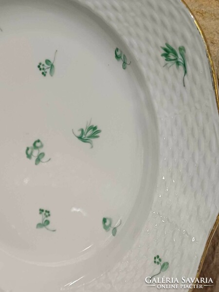 Herend / Old Herend green flower pattern plates 2 pcs