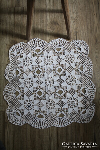 Wonderful white crocheted cotton lace tablecloth - 75cm*75cm