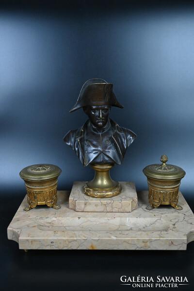 Empire inkstand, desk decoration, with bronze Napoleon statue