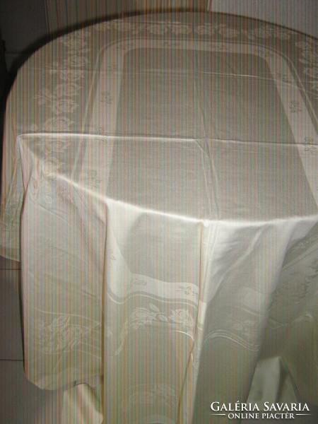 Beautiful vintage rosy yellow damask tablecloth