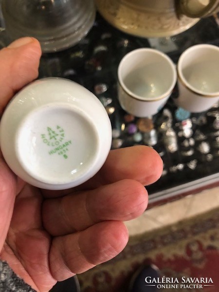 Hollóházi Unicumos porcelán poharak, 3 db, hibátlan.