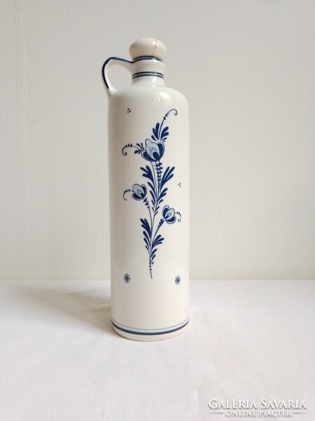 Old Dutch blue white glazed porcelain blue delft marked bols drink bottle flask 26 cm windmill