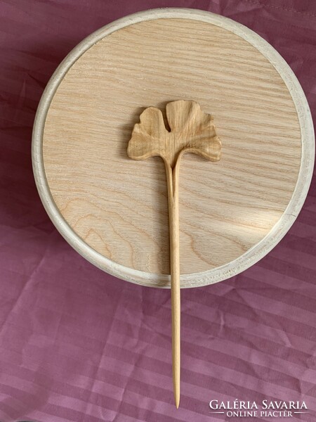 Ginkgo leaf pattern hairpin, hair ornament carved from maple wood