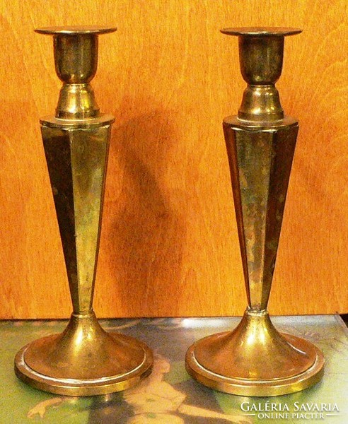 Pair of copper candle holders in art deco style