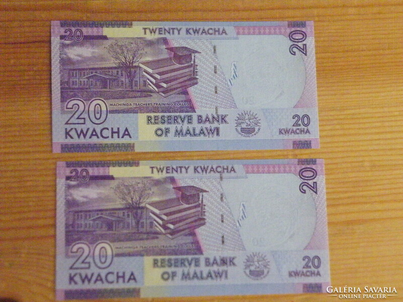 Malawi UNC 20 Kwacha 2020 - sorszámkövető bankjegy -