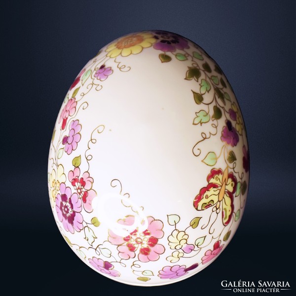 Zsolnay floral egg bonbonier