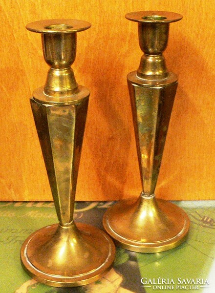 Pair of copper candle holders in art deco style
