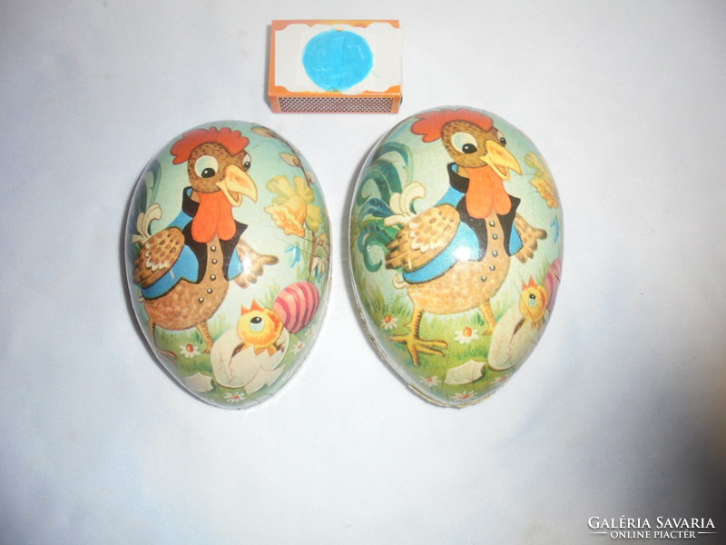 Retro húsvéti papírmasé tojás - tyúk, csibe dekorral