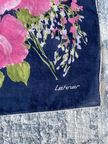 Lehner pille light small cotton scarf with delicate flowers 65*65cm, 100% cotton