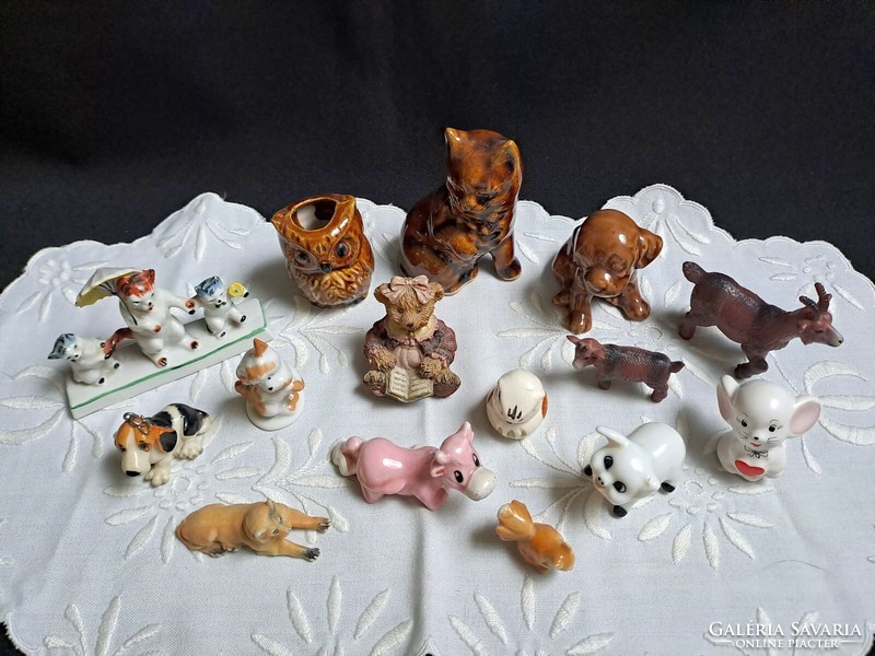 15 small animal figurines porcelain, ceramic and other 3-9 cm