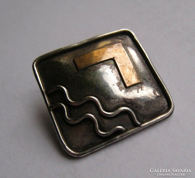 Peruvian silver pendant, with symbol, gold decoration, amulet type