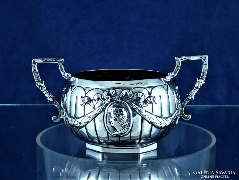 Special, antique silver sugar bowl, hanau, ca. 1870!!!