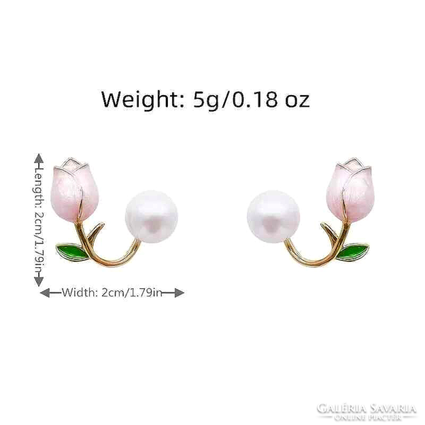 Aranyozott-zománcozott Tulipán fülbevaló 94