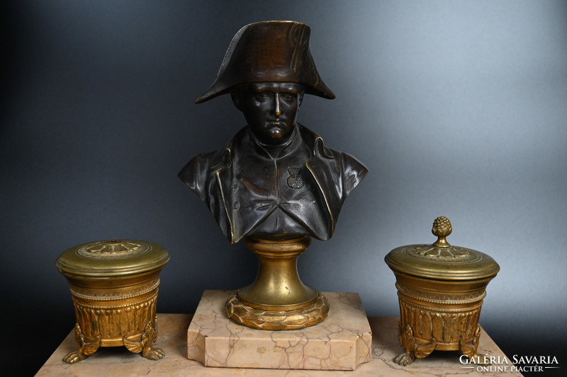 Empire inkstand, desk decoration, with bronze Napoleon statue