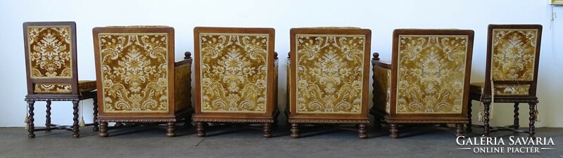1Q556 old six-piece carved twisted pillar parlor set