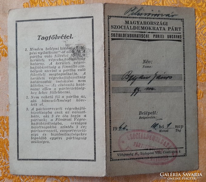 1942. Szocdem ID card