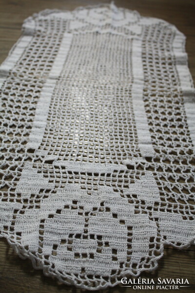 Wonderful white crocheted cotton lace tablecloth - 40cm*80cm