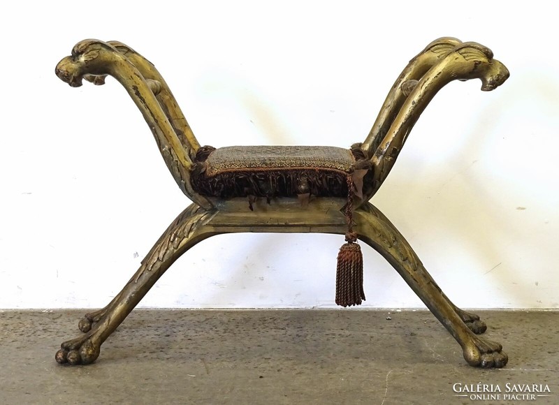 1Q558 Antik gyönyörű faragott aranyozott kastély bútor oroszlános etruszk szék ülőke