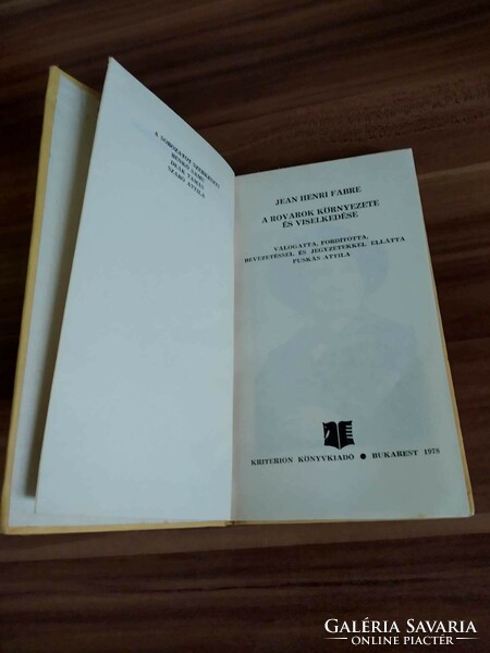 Jean Henri Fabre: A rovarok környezete és viselkedése, Téka sorozat, 1978