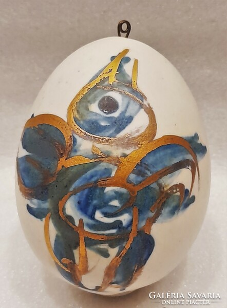 Régi kézzel festett porcelán csörgő tojás