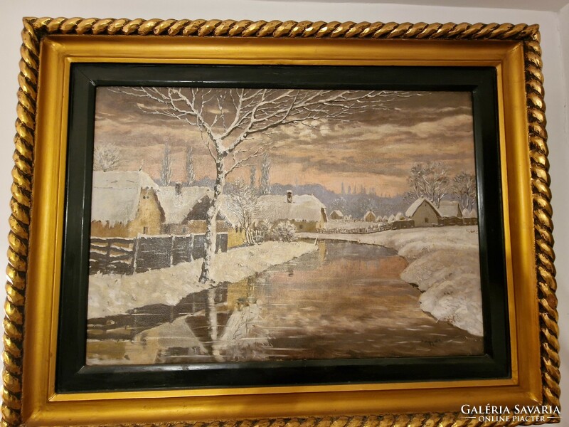 Winter oil on canvas painting