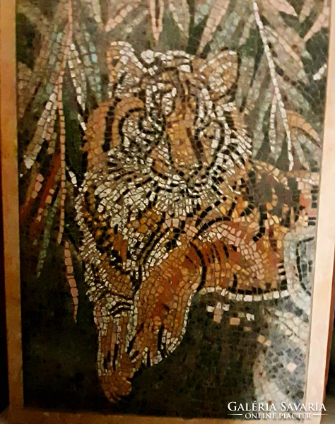 Gránit Római mozaik Tigris! Nagy méretű!