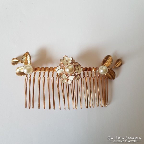 Wedding had92 - gold-colored butterfly ladybird hair comb with rhinestones, hair ornament