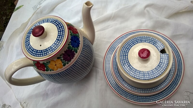 Antique Villeroy Boch 4-piece set, individually - teapot, cookie and cup plates, sugar bowl