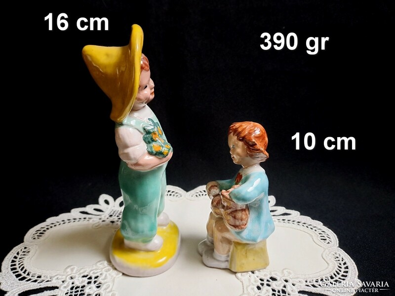 3 very old ceramic figurines 10-16 cm