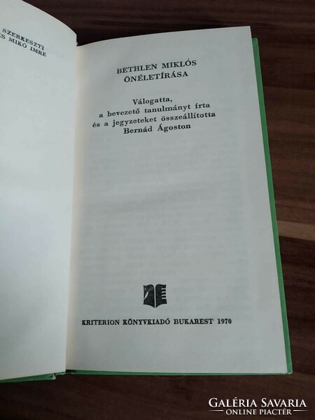 Miklós Bethlen's autobiography, téka series, 1970