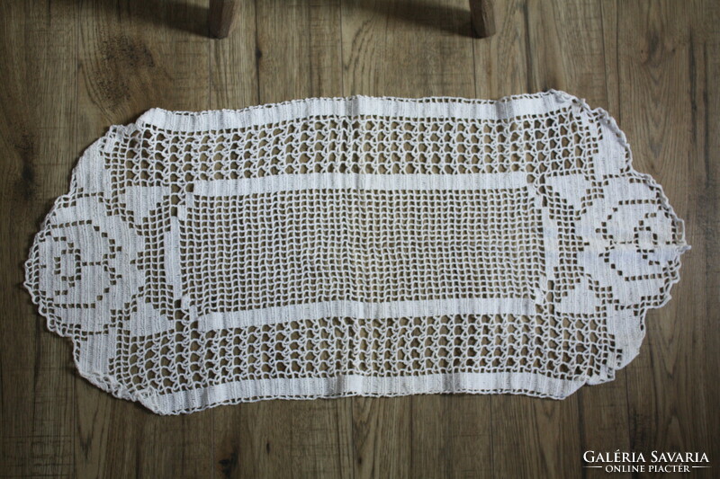 Wonderful white crocheted cotton lace tablecloth - 40cm*80cm