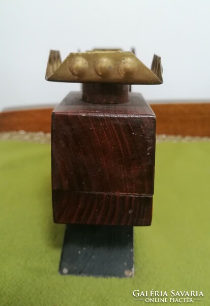 Art deco style wood - copper candle holder