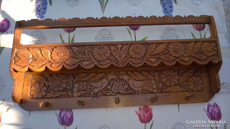 Gem of folk art-wall bookcase-wall shelf with master carving 75x34x10 cm