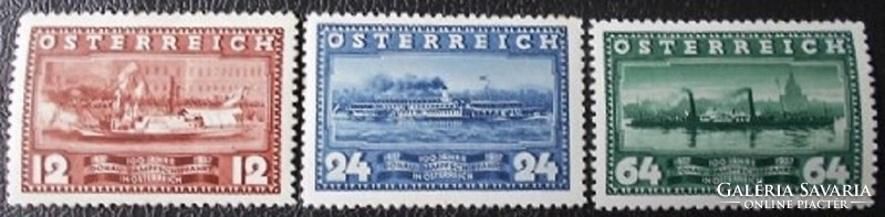 A639-41 / Austria 1937 Danube steamships stamp series postal clear