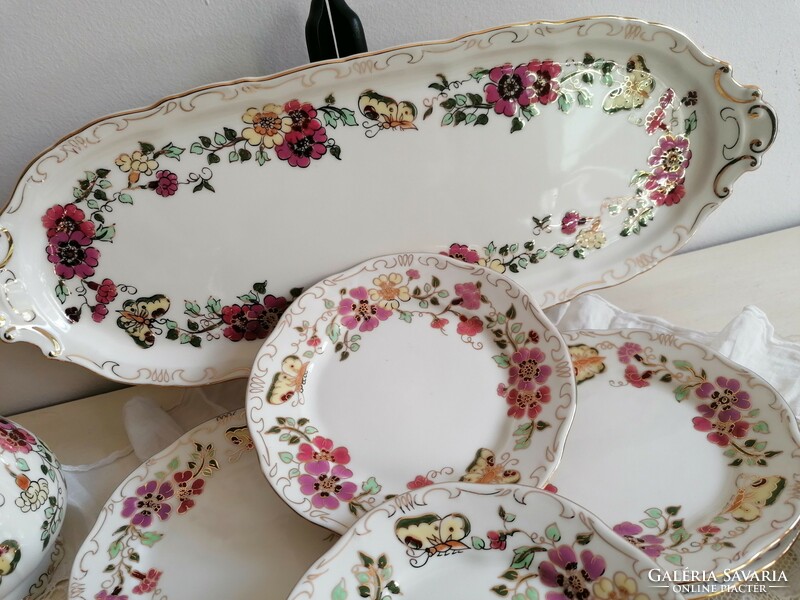 Zsolnay, cream-colored, butterfly cake/sandwich set