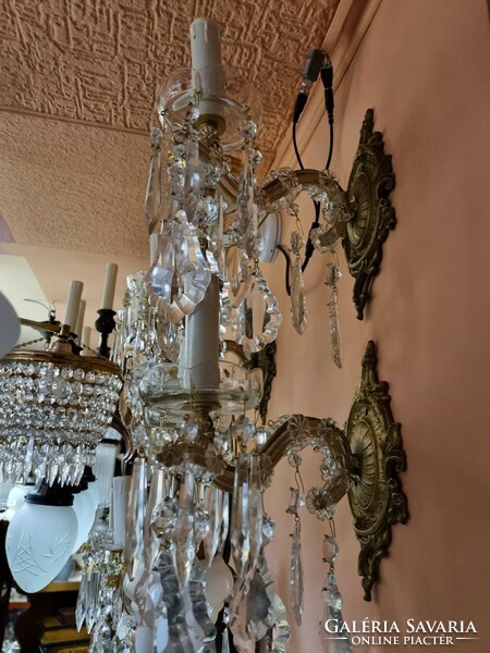 2 old renovated crystal wall arms