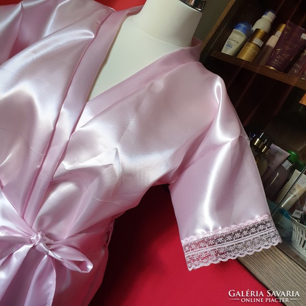 Szk51-52 - satin robe decorated with lace xs-3xl / 32-54